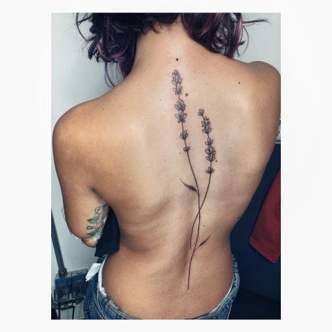 Lavender Spine Tattoo