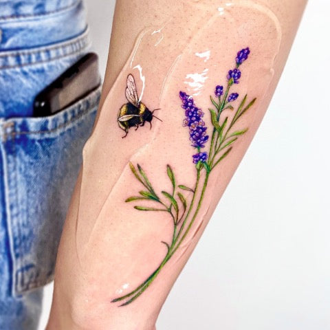 Lavender with bee tattoo