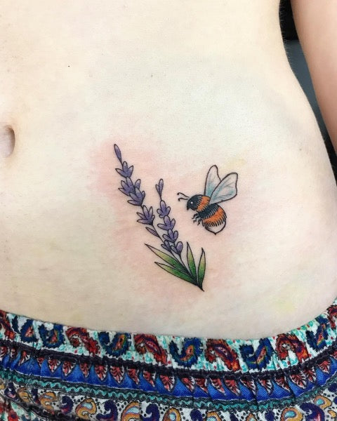 Lavender with bee tattoo