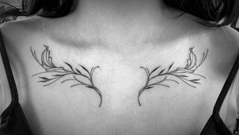 Leaf Collar Bone Tattoos