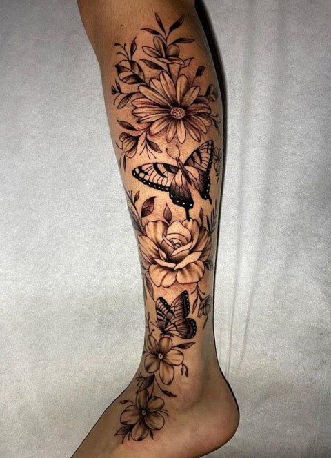 Floral leg tattoo | Full leg tattoos, Leg tattoos women, Thigh tattoos women