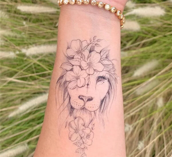 Lion Flower Tattoo