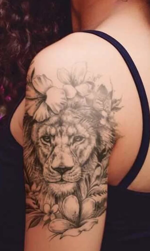 Lion Flower Tattoo