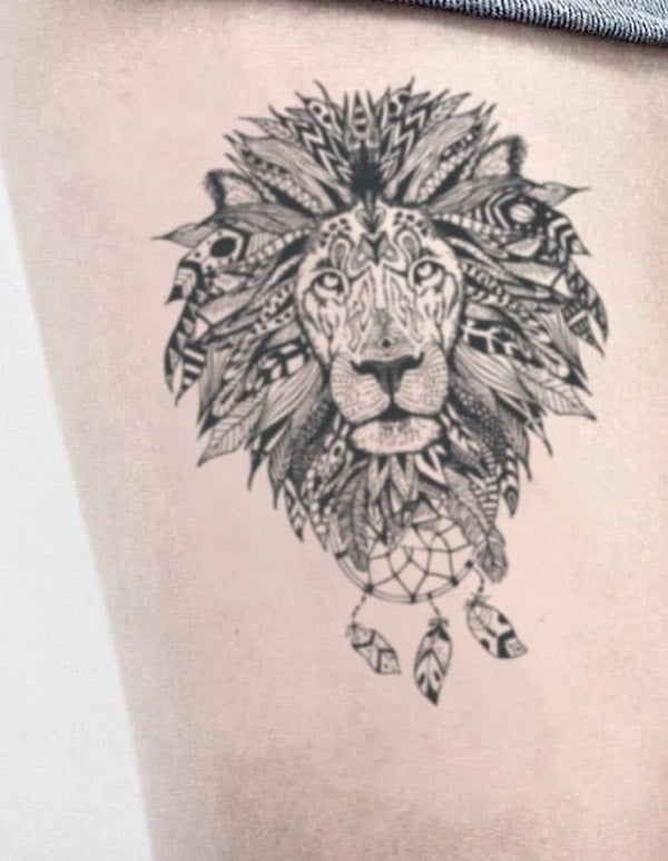 Lion Thigh Tattoo