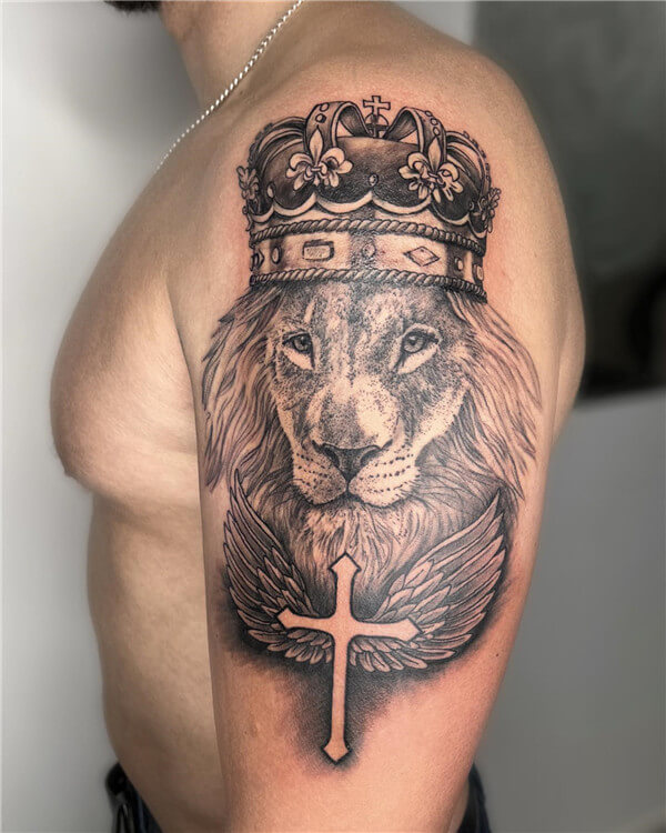 Lion Cross Tattoo