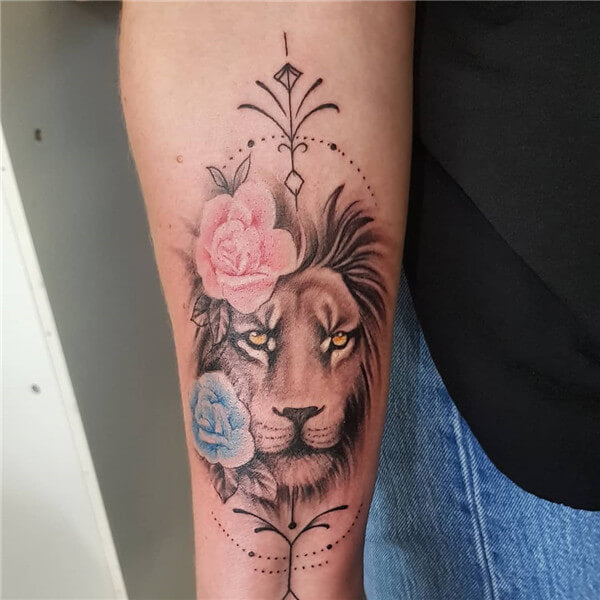 Lion Rose Tattoo