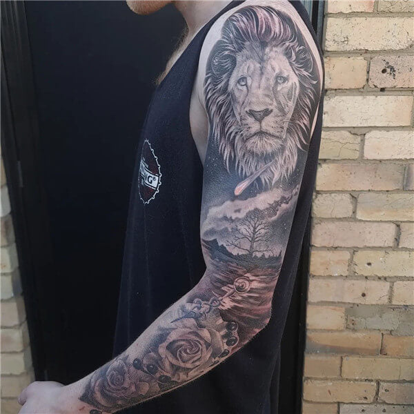 Just finished this Family of Lions half sleeve tattoo desi  Flickr