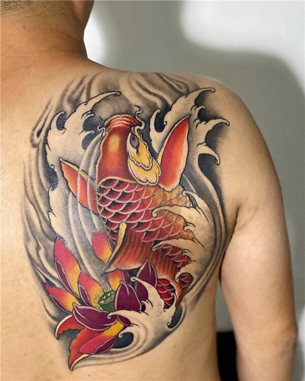 Lotus Flowers Koi Fish Tattoo