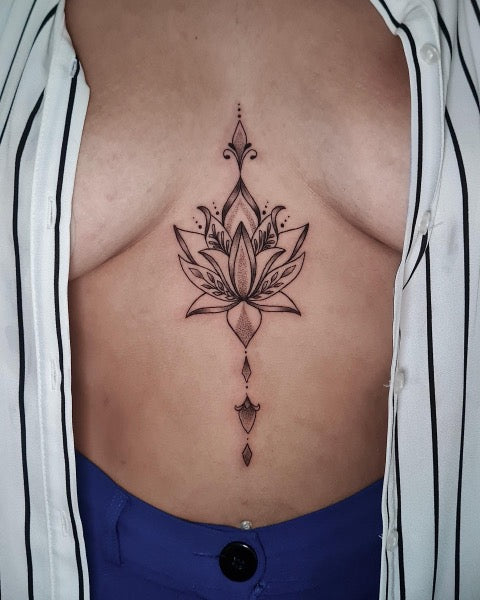 Lotus Underboob Tattoo