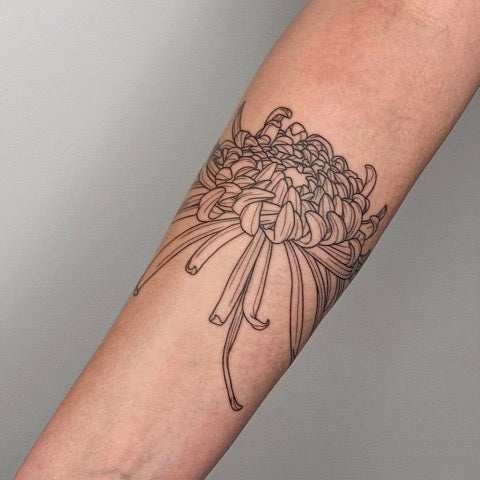 Minimalist Chrysanthemum Tattoo