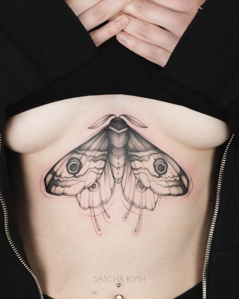 Moth Underboob Tattoo