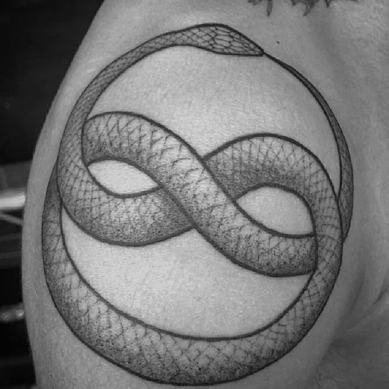 First tattoo Ouroboros in a celtic knot With forgetmenots and a rose  Done at Thou Art Studios in Lancaster Ohio by Andy  rtattoos