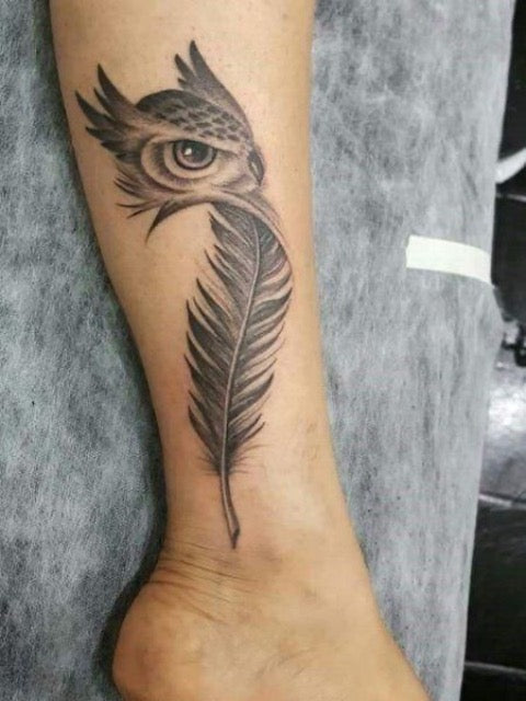 Owl Feather Tattoo