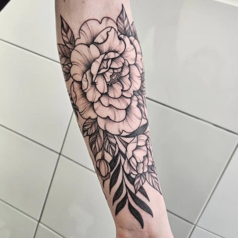 Peony Arm Tattoo