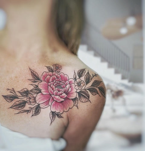 Peony Chest Tattoos