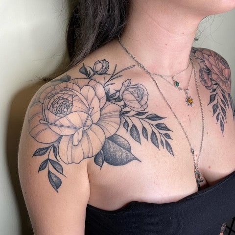 Peony Shoulder Tattoos