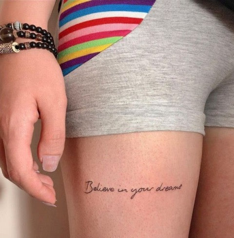 Quote Leg Tattoo