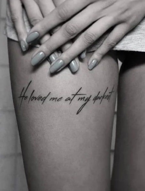 Quote Leg Tattoo