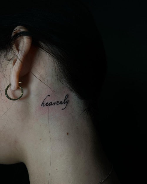 Tattoo tagged with: small, languages, tiny, back of neck, little, english,  drag, wayfarer, lettering, english word, word | inked-app.com
