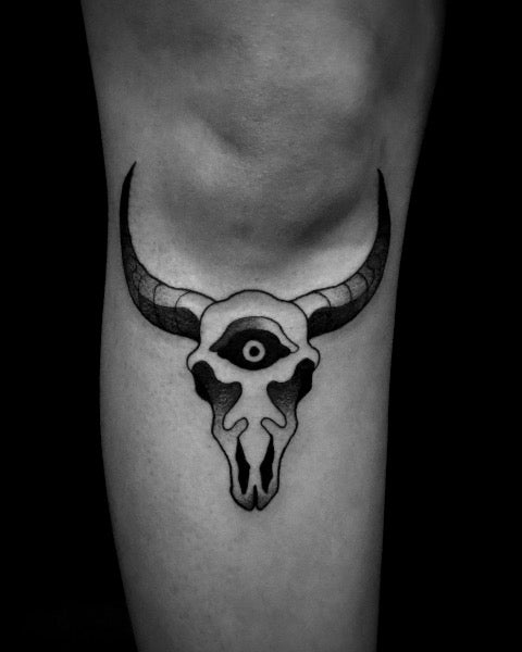 Realistic Bull Skull Tattoo