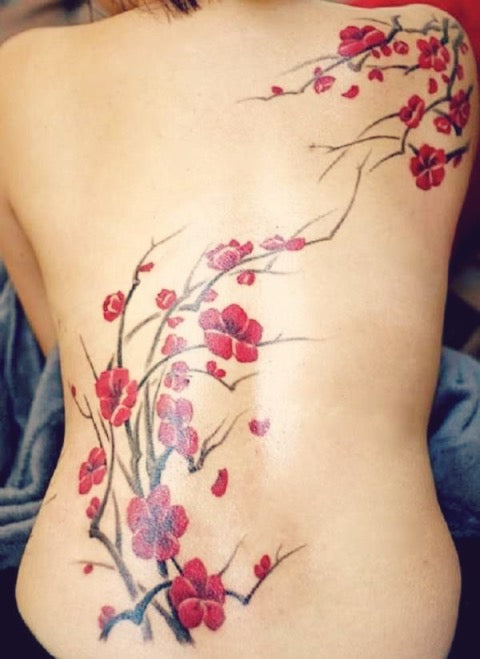 Red Cherry Blossom Tattoo