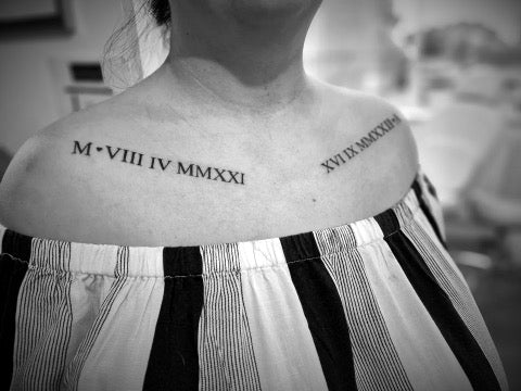 Roman Numerals Tattoo Collar Bone