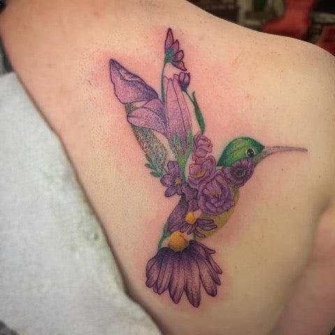 Rose Flower Hummingbird Tattoo