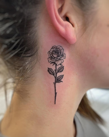 3 Cube Tattoo  Rose Tattoo on the Neck Artist  Shreya  Facebook