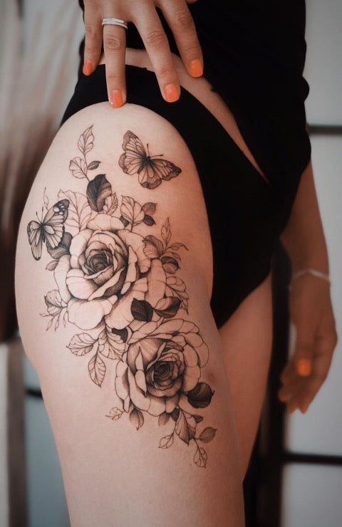 23 Beautiful Flower Thigh Tattoo Ideas - Tattoo Glee