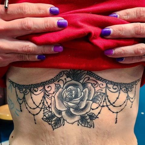 Rose Underboob Tattoo