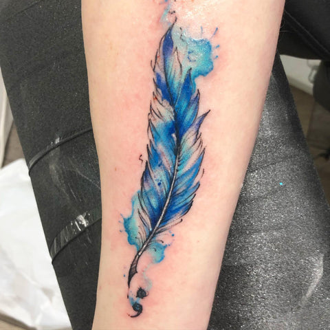 Semicolon Feather Tattoo