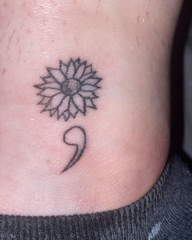 Semicolon Flower Tattoo