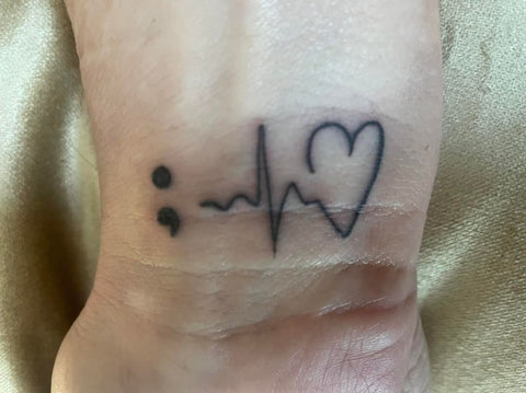 Semicolon Heart Tattoo