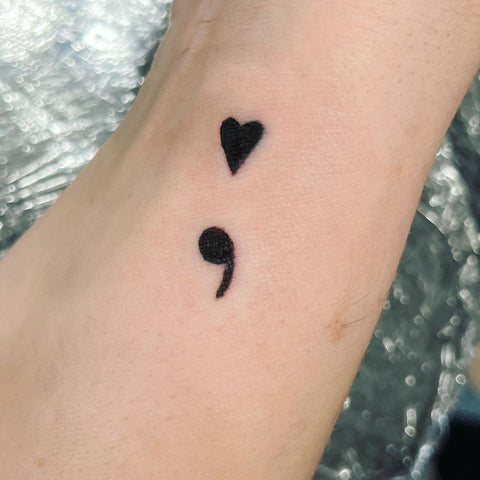 Semicolon Heart Tattoo