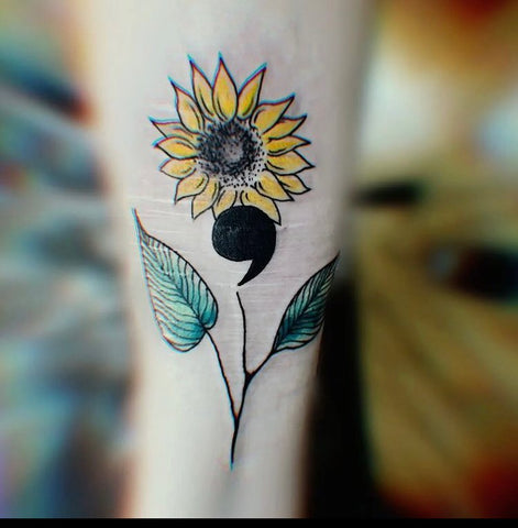 Semicolon Sunflower Tattoo