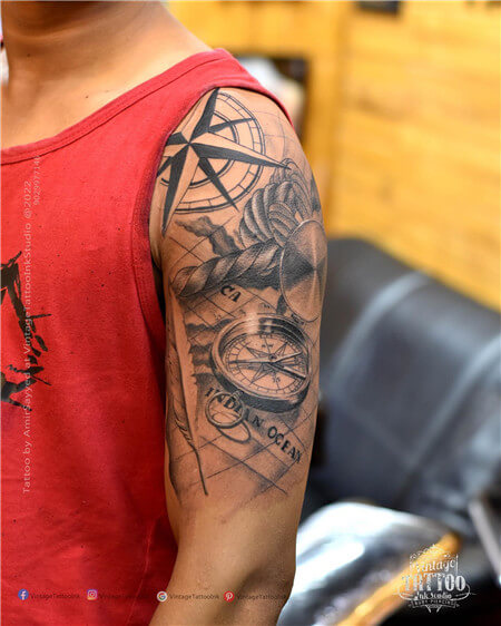 Shoulder Compass Tattoo