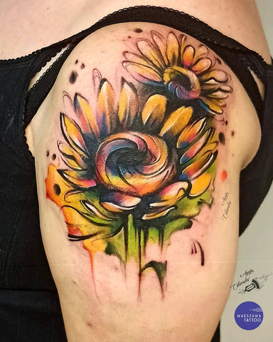 Shoulder Sunflower Tattoo
