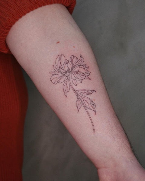 Simple Peony Tattoo