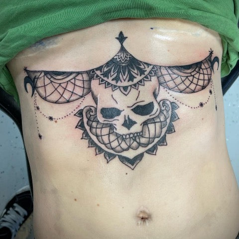 Skull Underboob Tattoo