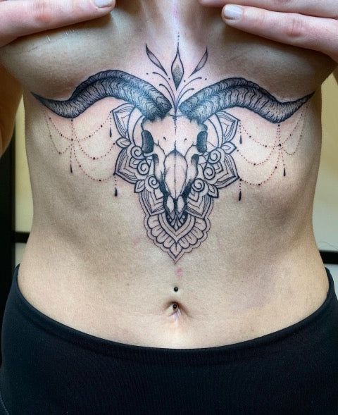 Skull Underboob Tattoo
