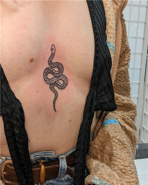 Snake Dotwork Breast Tattoo by Amanita Tattoo