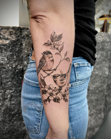 Sparrows and Lilies Tattoo by Dani Kazlow on Dribbble