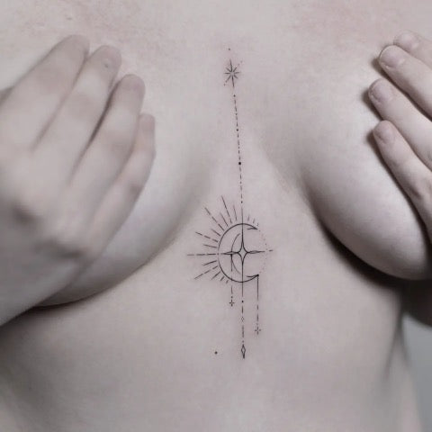 Sun and Moon Underboob Tattoo
