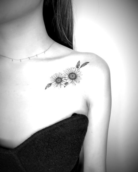 Sunflower Collar Bone Tattoo