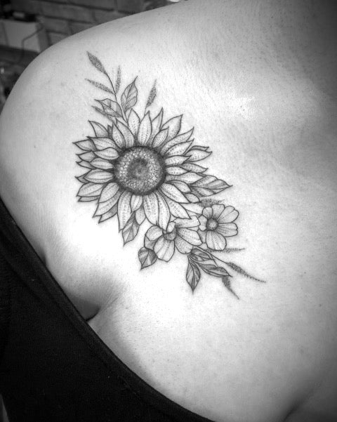 Sunflower Collar Bone Tattoo