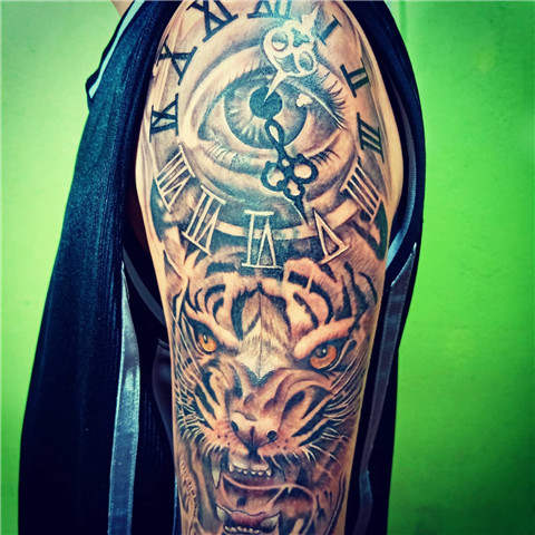 Tiger Clock Tattoo