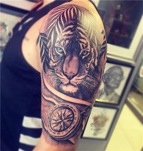 Tiger Compass Tattoo