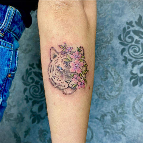 Tiger Flower Tattoo