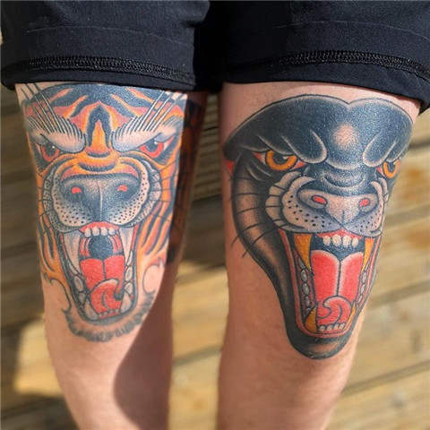 Tiger Knee Tattoo