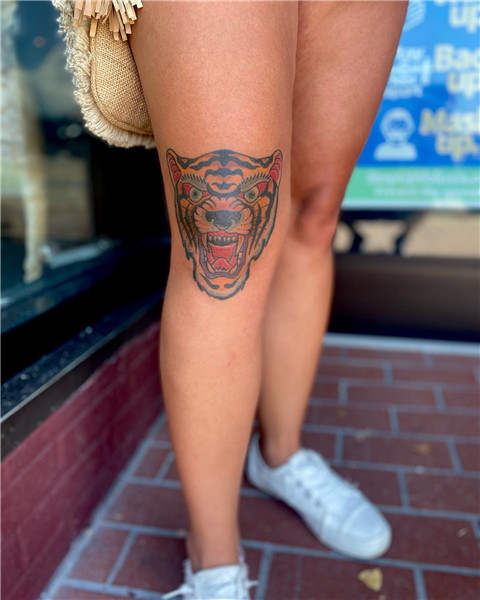 Tiger Skull and Tiger Knee Tattoo by Capone  Tattoos